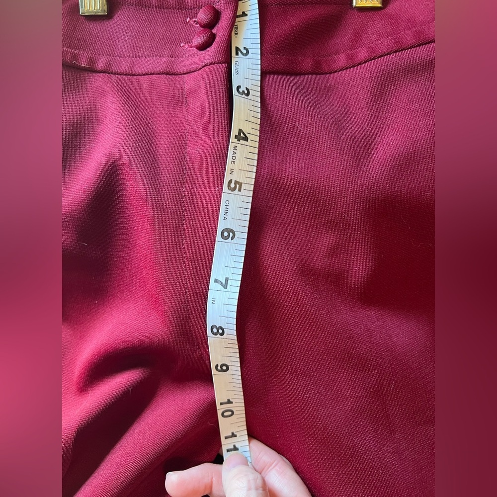 Vintage Elegant Red Wide Leg Trousers with White Embroidery - Picture 10 of 14
